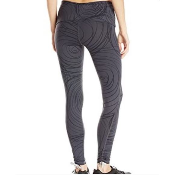 Desigual Celana Ketat Active Legging Fold Over Swirl Gray Womens Medium Designer - Picture 4 of 11